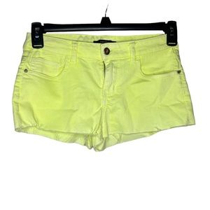 Forever 21 Neon Yellow Distressed Shorts Size 25